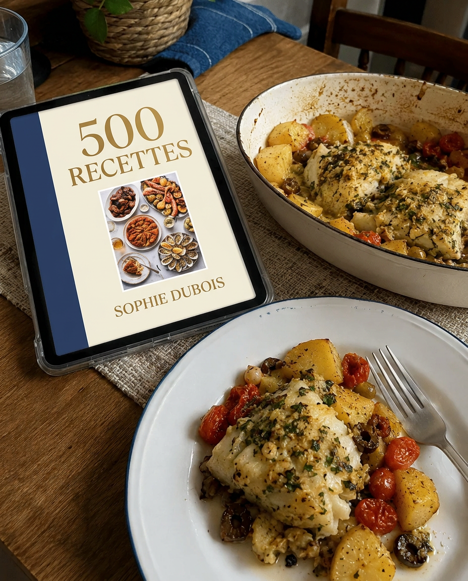 Plat cuisiné à côté du livre de recettes